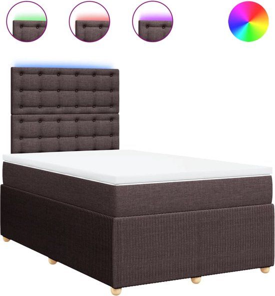 vidaXL Boxspring met matras stof donkerbruin 120x200 cm