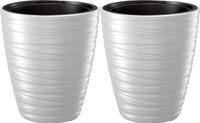 Prosperplast Plantenpot/bloempot Amazing - 2x - buiten/binnen - kunststof - wit - D37 x H42 cm - met binnenpot