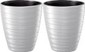 Prosperplast Plantenpot/bloempot Amazing - 2x - buiten/binnen - kunststof - wit - D37 x H42 cm - met binnenpot