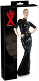 LateX – Latex Lange Jurk Getailleerd Model met Rits Sluiting Erotische Eye Candy Maat XL – Zwart