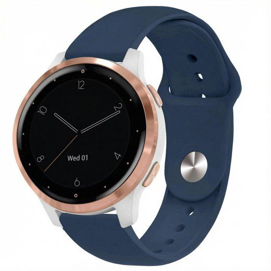 iMoshion Siliconen Sport Bandje 18mm - Donkerblauw - Garmin Vivoactive 4s / 3s, Venu 2s, Vivomove 3s, Fossil Gen 6 / 5e
