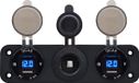 ProRide Chargeur de voiture USB 12V 2 ports - 5V/2.4A - Voltmètre et prise allume-cigare 12V/24V - Triple encastrable