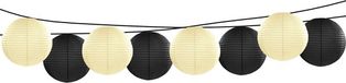 Merkloos Luminair (lampionshop) Global B.v. Luxe bol feest lampionnen set van 8 stuks - zwart en ivoor - 35 cm diameter