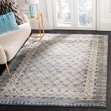 SAFAVIEH Brentwood Collection Traditioneel tapijt voor woonkamer, eetkamer, slaapkamer, laagpolig, lichtgrijs en blauw, 122 x 183 cm