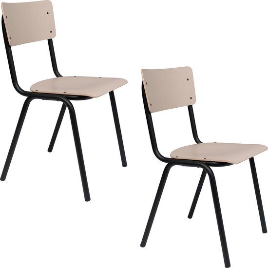 Zuiver Back To School Eetkamerstoelen Mat Beige - Set van 4