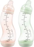 Difrax Babyfles Natural - 250 ml - Roze/Lichtgroen - 2 Stuks - S-fles - Anti Koliek