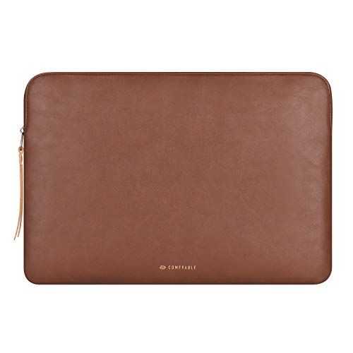 Comfyable Lederen laptophoes, compatibel met 16 inch MacBook Pro 2021 M1 A2485 - Zero Movement + Waterbestendig + Geen krassen door rits, bruin