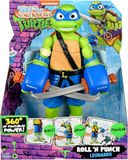 Giochi Preziosi Leonardo Ninja-Turtles Mutant Rolling Punch, Leonardo reusachtig figuur 30 cm met gevechtfunctie en wapen, voor kinderen vanaf 4 jaar