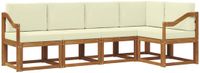 vidaXL - Hoek loungeset - 5 zitplekken - Natuurlijk en crème - Acacia hout