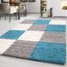 Tapis à poils longs turquoise 80 x 150 cm pour salon et chambre à coucher