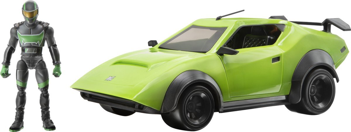 Fortnite FNT1020 Joy Ride Whiplash (Groen), Voertuig met 4 "Gelede Storm Racer Figuur, Multi