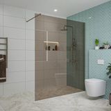 FortiFura Galeria inloopdouche - 160x200cm - rookglas - wandarm - PVD - geborsteld gunmetal (antraciet)