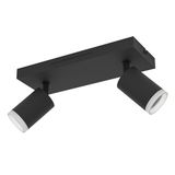 EGLO connect.z Melitello-Z Led-plafondlamp, 2 spots, plafondlamp, ZigBee, Matter, app, spraakbediening, Alexa, warm-koud wit, RGB, dimbaar, zwart