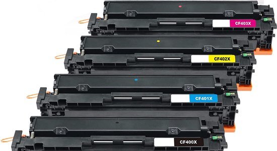 inktdag compatible XL Multipack Laser toner cartridges HP 201X voor HP CF400X, CF401X, CF402X en CF403X | Geschikt voor HP Color Laserjet Pro M252, M252DN, M252N, (MFP) M277, M277DW, M277N en M274N (Zwart, Cyaan, Magenta & Geel)