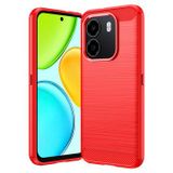 Honor Étui Honor X6e en TPU Brossé - Fibre de Carbone - Rouge