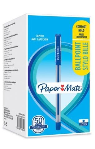 Paper Mate Brite Stick Ballpoint Pen - Blue - 0.7mm - 50 Pack