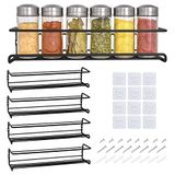 joeji's Kitchen Kruidenrek voor Binnenkast 4 Tier Zwart Wandmontage