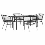 vidaXL 5-delige Tuinset met Kussens, Poly Rattan, Glas, Zwart
