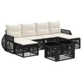 vidaXL Tuinbank Set 7 st Zwart en Crème Wit poly rattan