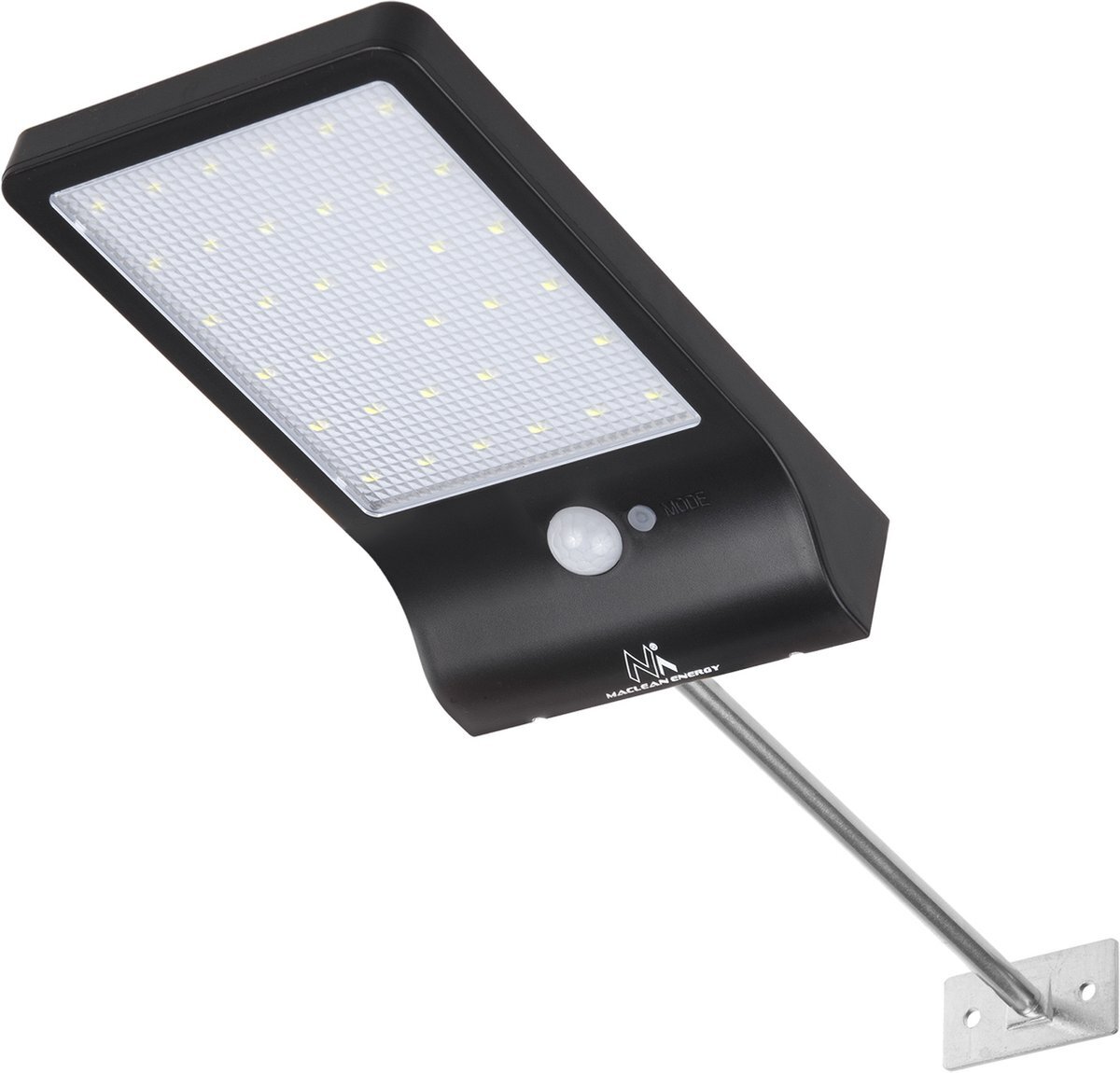 MacLean - Solar LED lamp met bewegingsmelder / Schemersensor IP65 Muurlamp verstelbare wandafstand 4W 450 Lumen 6000K