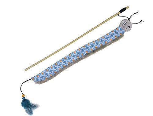 Nobby Angel met pluche worm blauw staaf 40 cm, band met speelgoed 125 cm