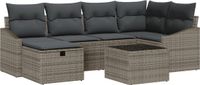 vidaXL Bankstel 7-zits Poly Rattan Grijs/Donkergrijs