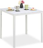 Merkloos Relaxdays Tuintafel Vierkant - Wit - Kunststof/Staal - 74,5 x 78 x 78 cm