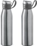 Merkloos / Sans marque Stricker Europe Waterfles - 4x - 650 ml - aluminium - klepdop - zilver - bpa-vrij