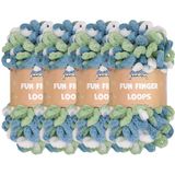JubileeYarn Fun Finger Loops Garen - Polyester Jumbo Gewicht Loop Garen - 100g/Skein - Multicolour Blauw Groen - 4 strengen