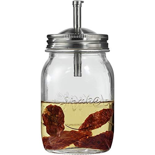 Jamie Oliver JAR glazen pender met klapdeksel, roestvrij staal, glas, 17x8x8 cm