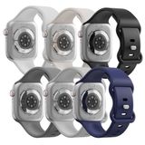 Selected by GSMpunt.nl SBG Siliconen Bandjes 6-pack | Geschikt voor Apple Watch 1/2/3/4/5/6/7/8/9/10/11/SE | 38/40/41/42MM | Donker