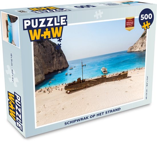 MuchoWow Puzzel Schipwrak op het strand - Legpuzzel - Puzzel 500 stukjes