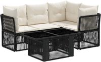 vidaXL Tuinbank - Set - 2 zitplekken - Zwart - Polyrattan