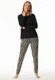 SCHIESSER - Pyjama lang - Dames - Zwart - Gebloemd - Katoen en TENCEL™ modalvezel - Maat 40
