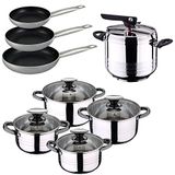 San Ignacio Snelkookpan, 7 l + kookpan, 8 stuks + 3 pannen, verchroomd, uniek