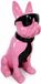 Chien décoratif avec lunettes de soleil – Rose – 40 cm