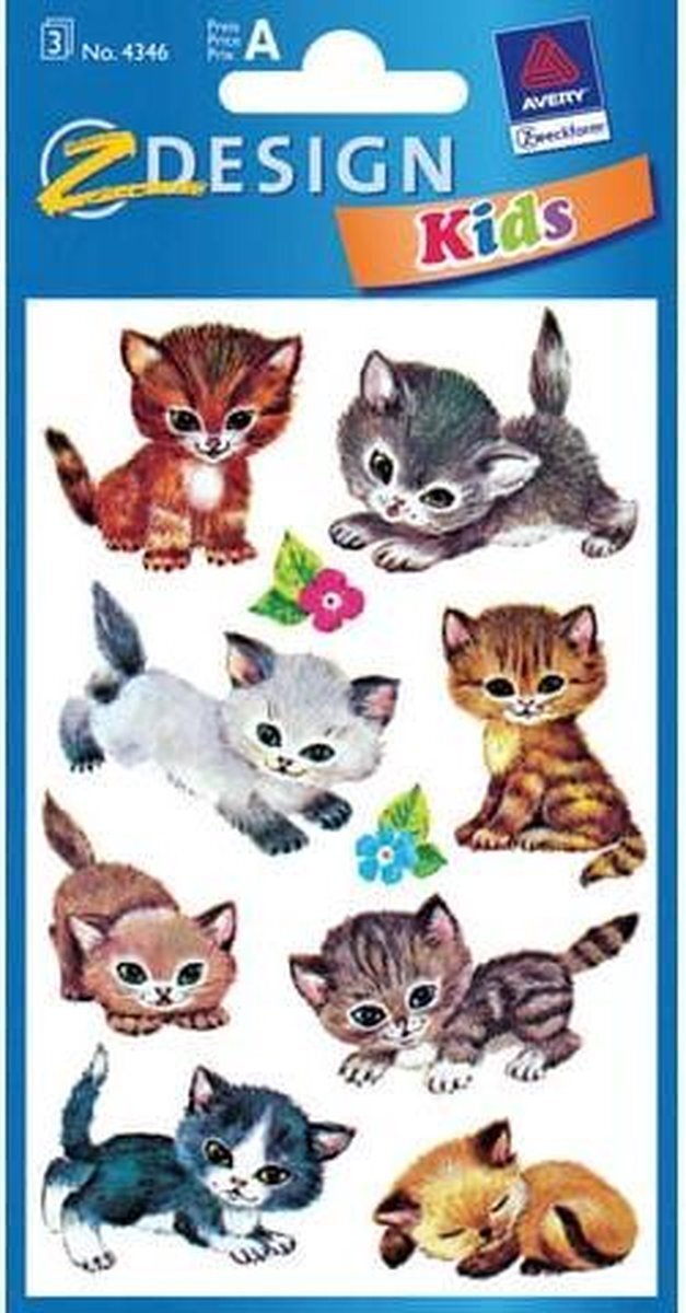 Avery Stickers Katten Junior 7,6 X 12 Cm Papier 30 Stuks