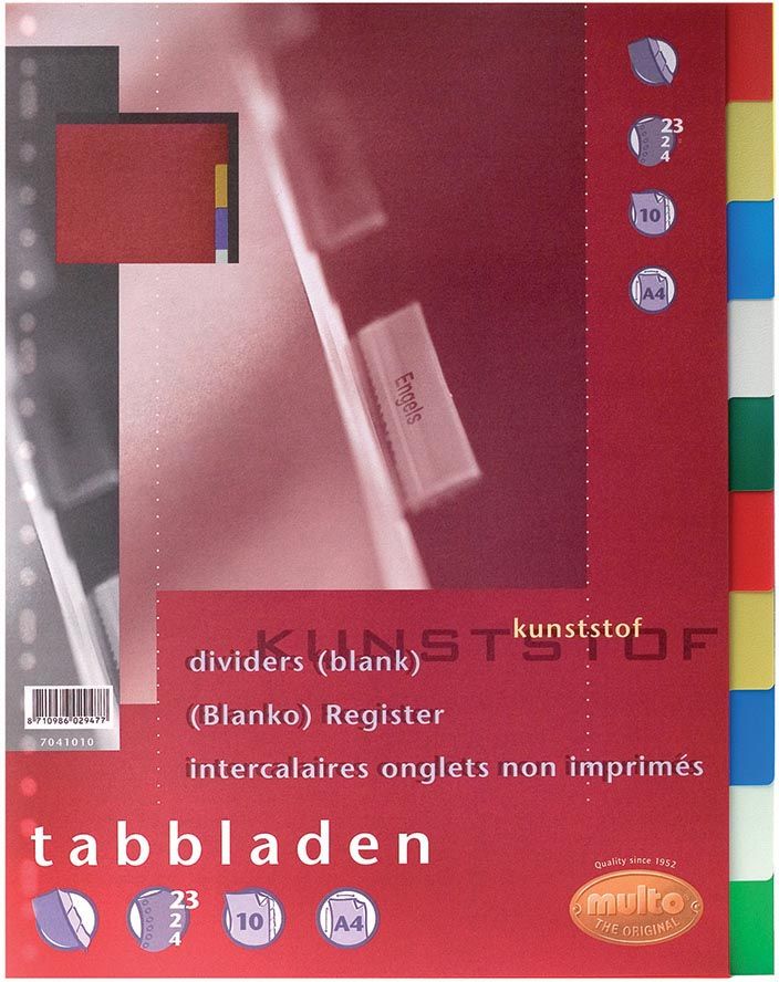Multo Multo tabbladen voor ft A4 23-gaatsperforatie 10-delig geassorteerde kleuren