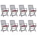 VidaXL Fauteuil de jardin Assise capitonnée Acier Acacia Bois Rouge 8 pièces