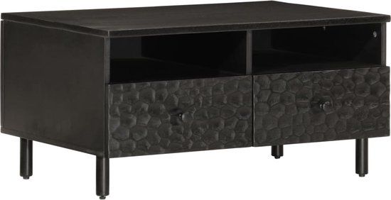 vidaXL Salontafel 80x54x40 cm massief mangohout zwart
