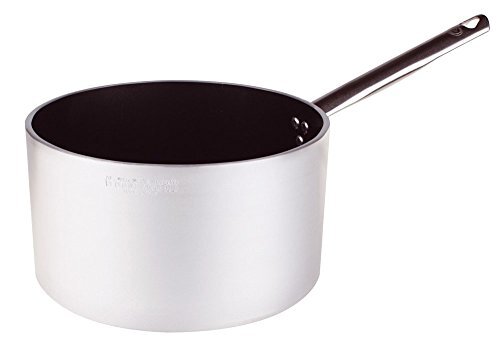 Pentole Agnelli Aluminium Anti - Aanhankelijke Professionele 5 Mm. Saucepan met Buisvormig Handvat, Diameter 16 Cm.