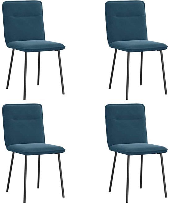 vidaXL Eetkamerstoelen - 4 stuks - Fluweel - Blauw