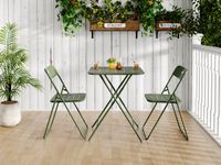 MODFU - Bistroset - Opvouwbaar - Voor Tuin Of Patio - Staal - Groen - 3-Delig