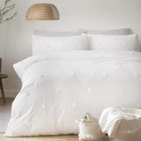 Appletree - Witte Polka Dots Dekbedovertrek Sets - Tweepersoons Beddengoed (200 x 200cm) - Wit Beddengoed met 2x Kussenslopen - Witte Spots/Dots Dekbedovertrek - Super Zacht 100% Katoen