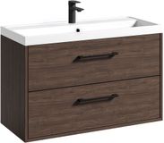Badplaats Badkamermeubel Florence 01 80 x 40 cm – Walnoot Bruin – Hangend Badmeubel met Soft-Close