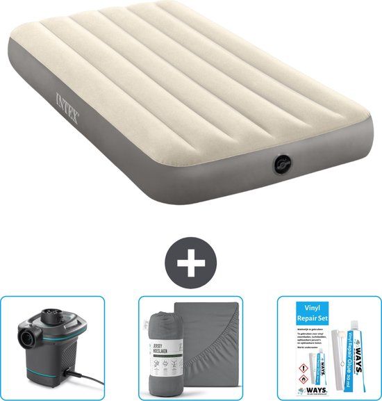 Intex Luchtbed - 1-Persoons - 99 x 191 x 25 cm - Beige + Accessoires
