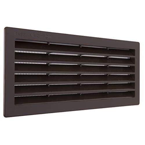 La Ventilazione La Ventilation P25R2510M ventilatierooster rechthoekig kunststof bruin voor inbouw met insectennet Afmetingen: 254 x 108 mm