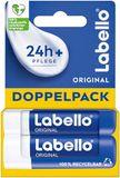 Labello Originele lippenbalsem, dubbelpak, zeer effectieve lippenverzorging met sheaboter, vitaminen en natuurlijke oliën, lippenbalsem voor meer dan 24 uur vocht (2 x 4,8 g)