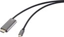 Renkforce RF-6409790 USB-C-displaykabel USB-C / HDMI Adapterkabel USB-C stekker, HDMI-A-stekker, USB-C bus 1.50 m Zwart 4K UHD, Met laadbus