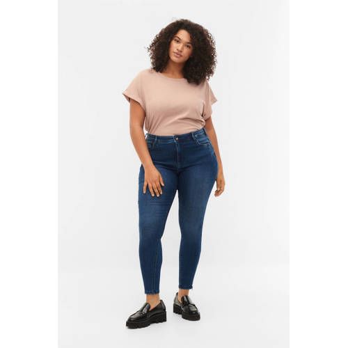 Zizzi high waist cropped super slim fit jeans AMY dark denim